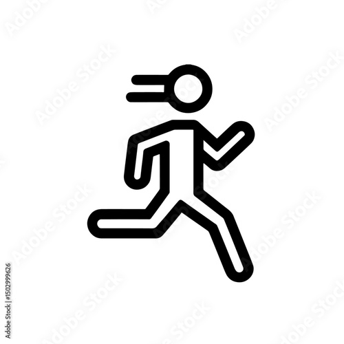 running person icon, jogging, flat outline vector, transparent background