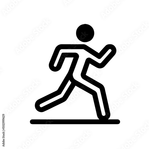 running person icon, jogging, flat outline vector, transparent background