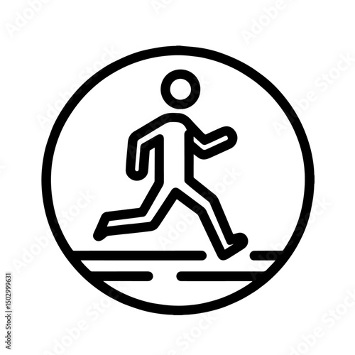 running person icon, jogging, flat outline vector, transparent background