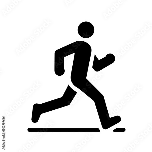 running person icon, jogging, flat outline vector, transparent background