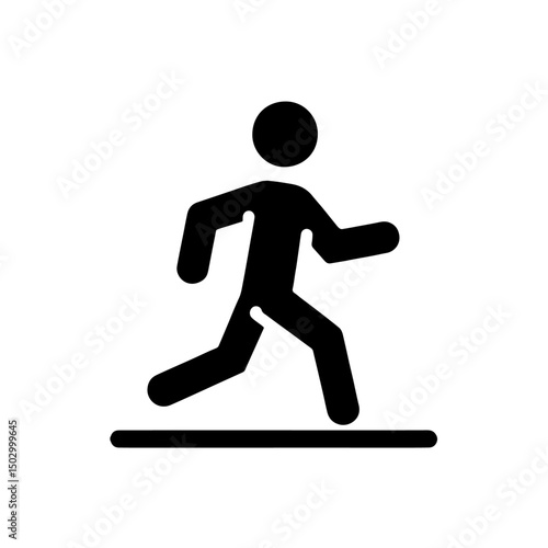 running person icon, jogging, flat outline vector, transparent background