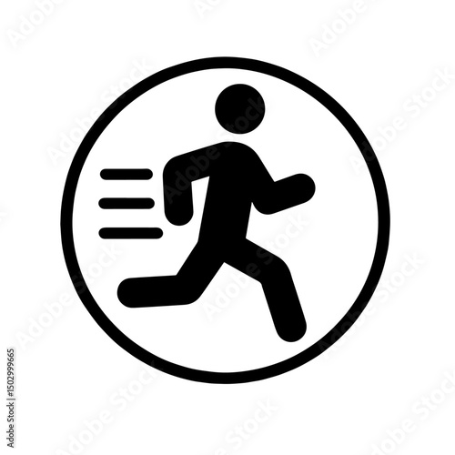 running person icon, jogging, flat outline vector, transparent background