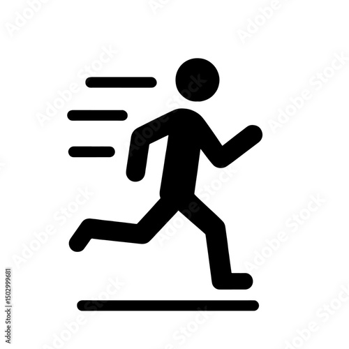 running person icon, jogging, flat outline vector, transparent background