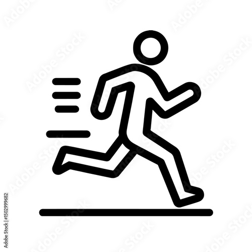 running person icon, jogging, flat outline vector, transparent background
