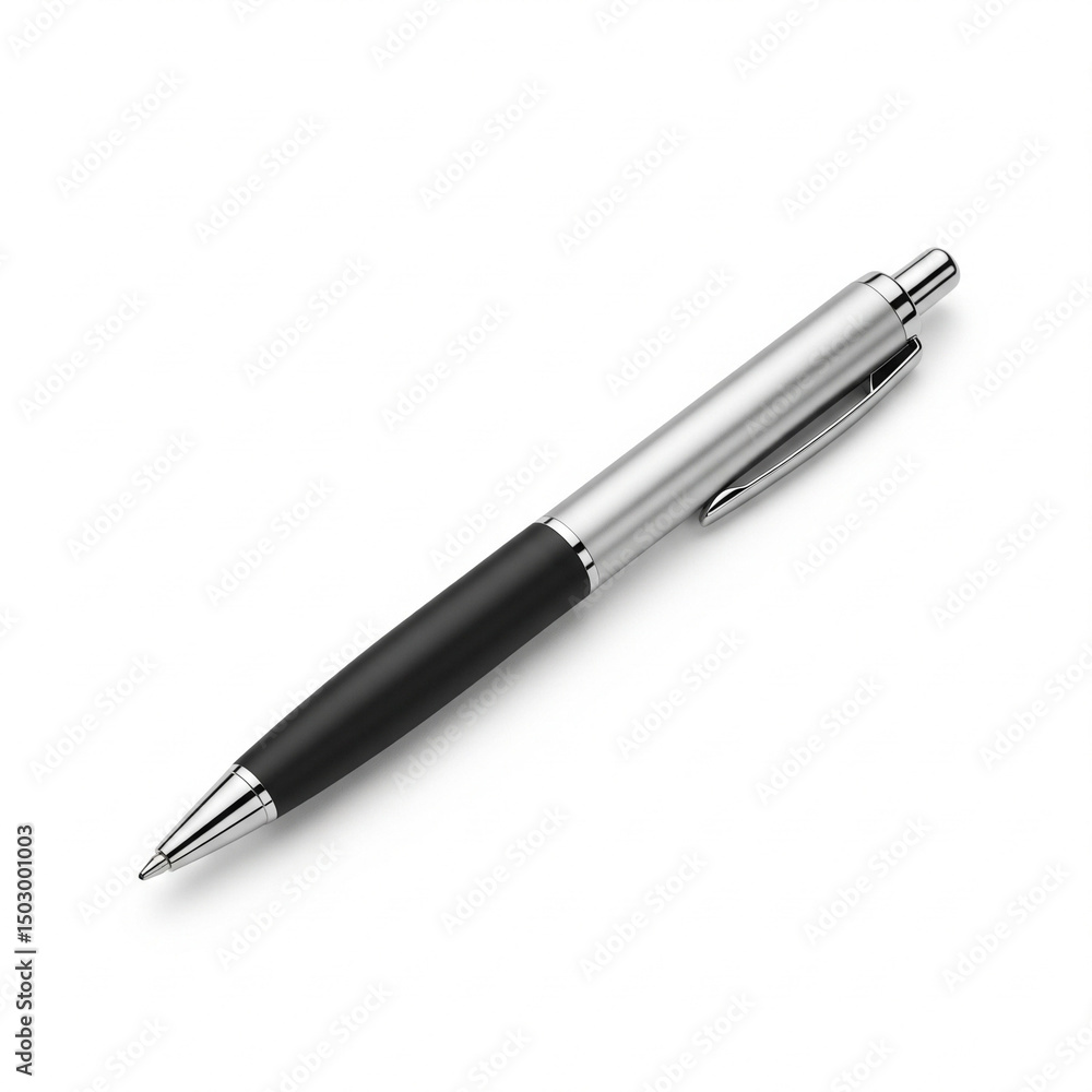 Sleek silver and black pen, minimalist design, perfect for writing. Sleek silver and black pen, minimalist design, perfect for writing.