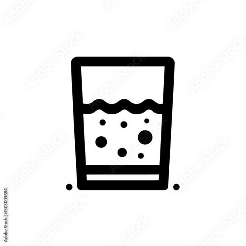 glass of water icon, hydration, simple vector outline, transparent background