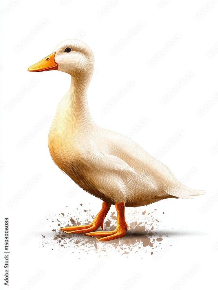Obraz premium Adorable Yellow Duckling Watercolor Painting - A charming watercolor painting of a fluffy yellow duckling, symbolizing innocence, springtime, new beginnings, nature, and tranquility