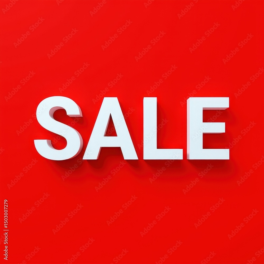 Bright and bold sale announcement in white text on a striking red background, perfect for marketing campaigns and promotional events. Bright and bold sale announcement in white text on a striking red background, perfect for marketing campaigns and promotional events.