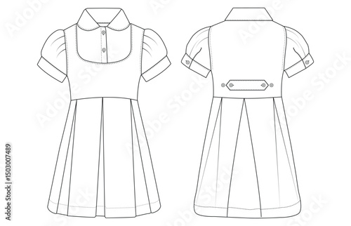 baby girl's school uniform design template vector design