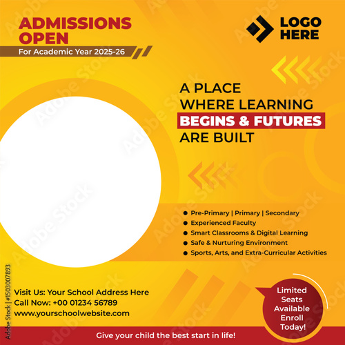School Admission Are open social Media Poster Template 
