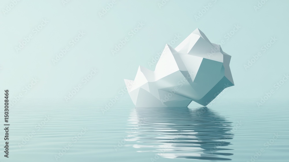 Obraz premium Abstract geometric shape floating on a body of water.