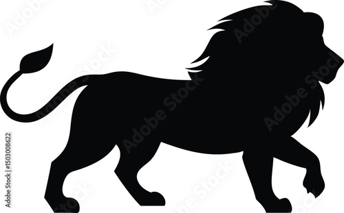 Lion Silhouette Vector – Bold Black Wild Animal Graphic Illustration