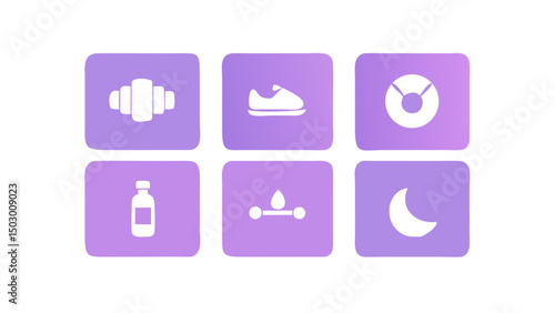 Fitness app icons weightlifting running yoga and sleep