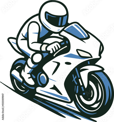 Vector illustration of a professional motorcycle racer speeding on a sports bike