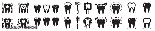 vector set of silhouette tooth icons