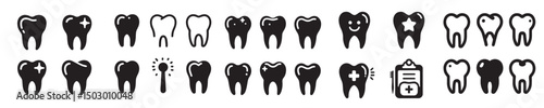 vector set of silhouette tooth icons