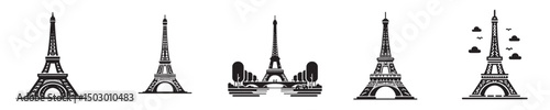 eiffel tower silhouette icon vector