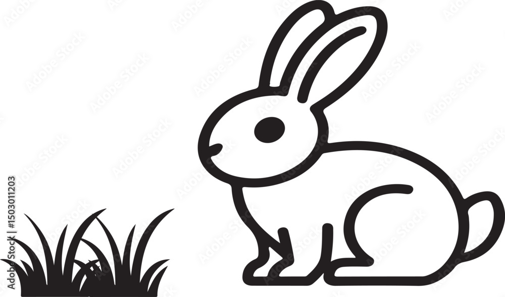 Obraz premium A rabbit is eating grass.