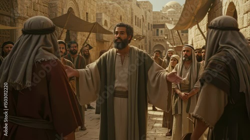 The Apostle preaches about the Resurrection of Jesus Christ, Repentance, Judea, Jerusalem.	