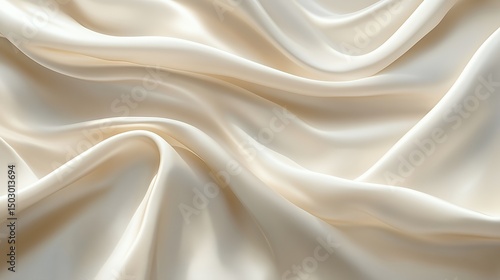 Elegant Cream Silk Fabric Draped Softly