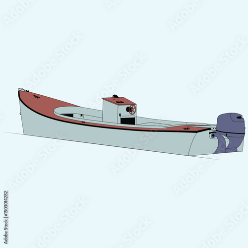 Vector Boat Line Art Illustration 