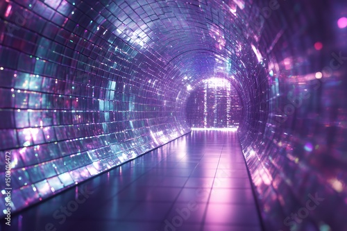 Illuminated Disco Ball Tunnel A Futuristic Passageway