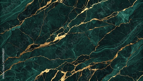Elegant green marble texture with golden veins for luxury background designs