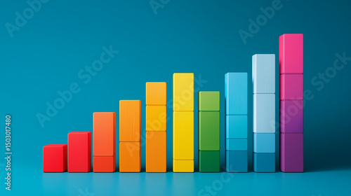 Free Download Colorful 3d graph represents growth and success on a blue background - GFXLoad