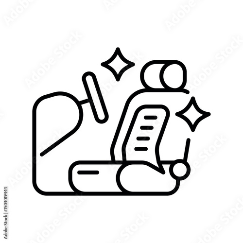 Car interior black line icon for digital and print projects.PFAS product