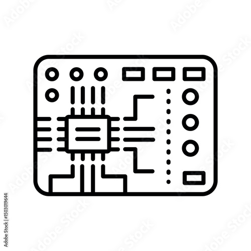 Electronics black line icon for digital and print projects.PFAS product