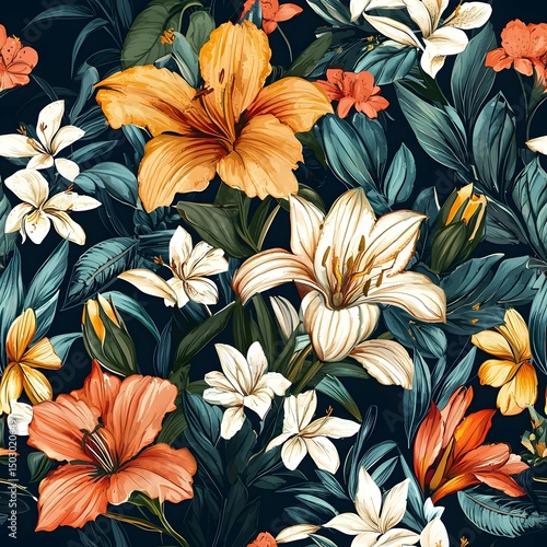 Wallpaper Mural A whimsical garden of vintage blooms dances for art lovers and nature’s fans. Torontodigital.ca