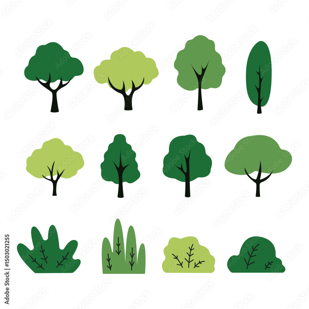 Fototapeta premium Collection of trees. tree set isolated on white background. vector illustration.