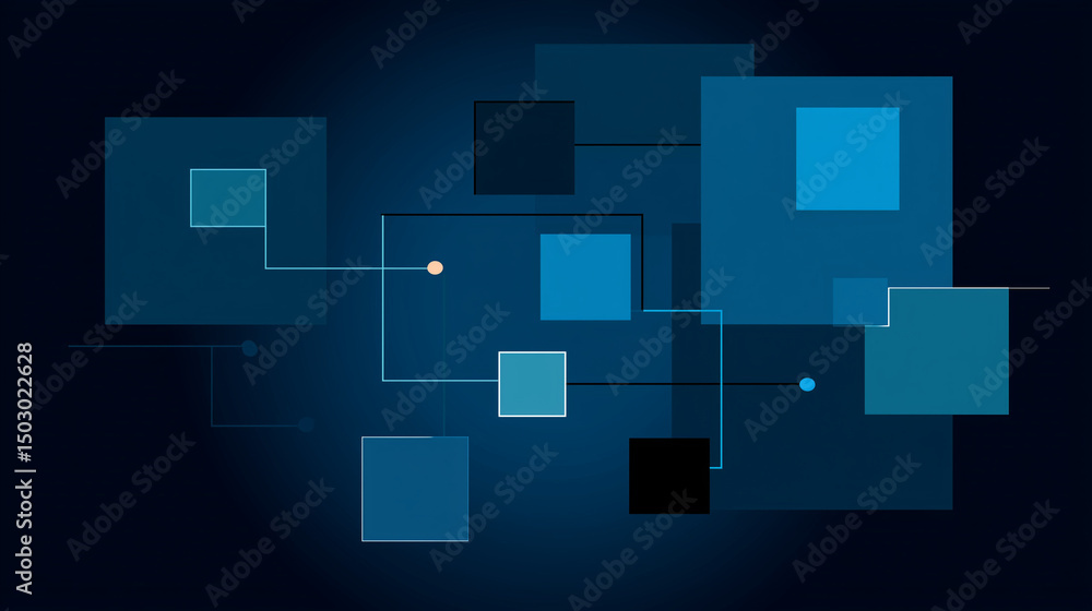Abstract blue geometric flowchart symbolizing modern corporate efficiency and structured innovation Abstract blue geometric flowchart symbolizing modern corporate efficiency and structured innovation