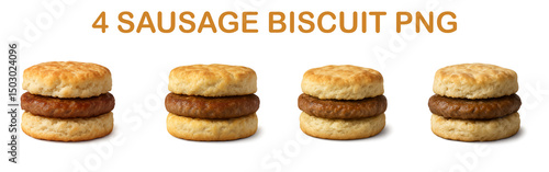 Isolated Sausage Biscuit PNG – Tasty Breakfast Sandwich on Transparent Background for Food Design Projects