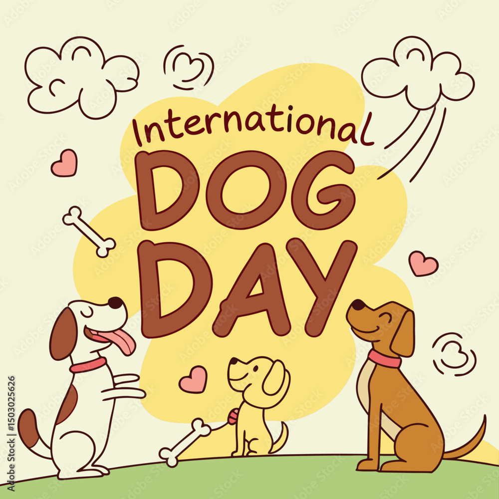 Fototapeta premium A poster for a dog day with a heart that says international dog day