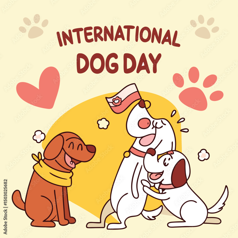 Fototapeta premium A poster for a dog day with a heart that says international dog day