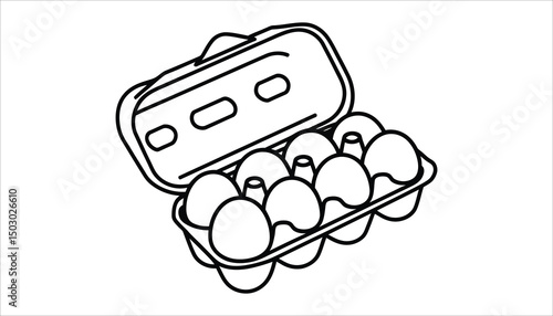 Egg Carton Icon Line Vector Illustration