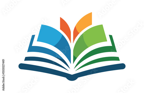 Minimalist educational logo with book vector art illustration
