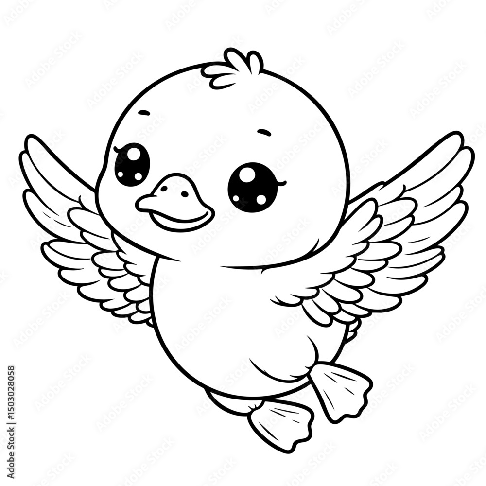 Adorable Flying Duckling: Cute Baby Bird Illustration Adorable Flying Duckling: Cute Baby Bird Illustration