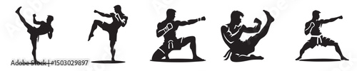 vector silhouette of a Muay Thai wrestler