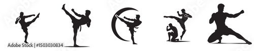 vector silhouette of a Muay Thai wrestler