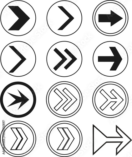 Minimalist Directional Arrow Vector Set Clean Black and White Icons