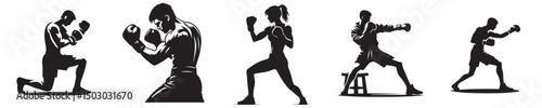 vector silhouette of a person boxing