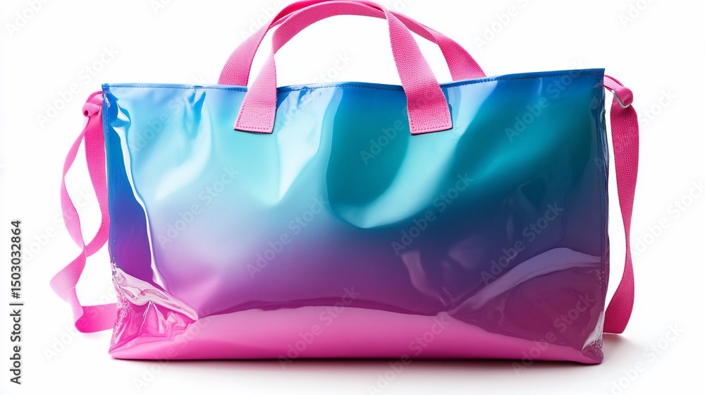 Naklejka premium Glossy Gradient Tote Bag: Vibrant Pink, Blue, Purple