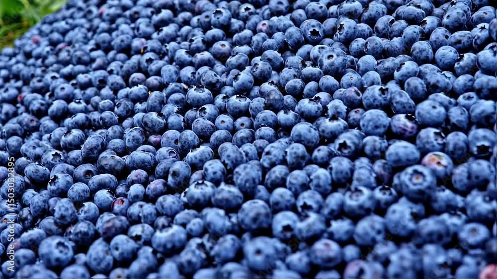 Rolling Blueberries on Ground in Sunny Outdoor Environment Rolling Blueberries on Ground in Sunny Outdoor Environment