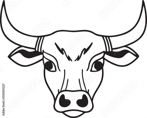 A bull head line art