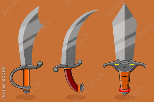 design vector 3 dagger collection version 2, on brown background