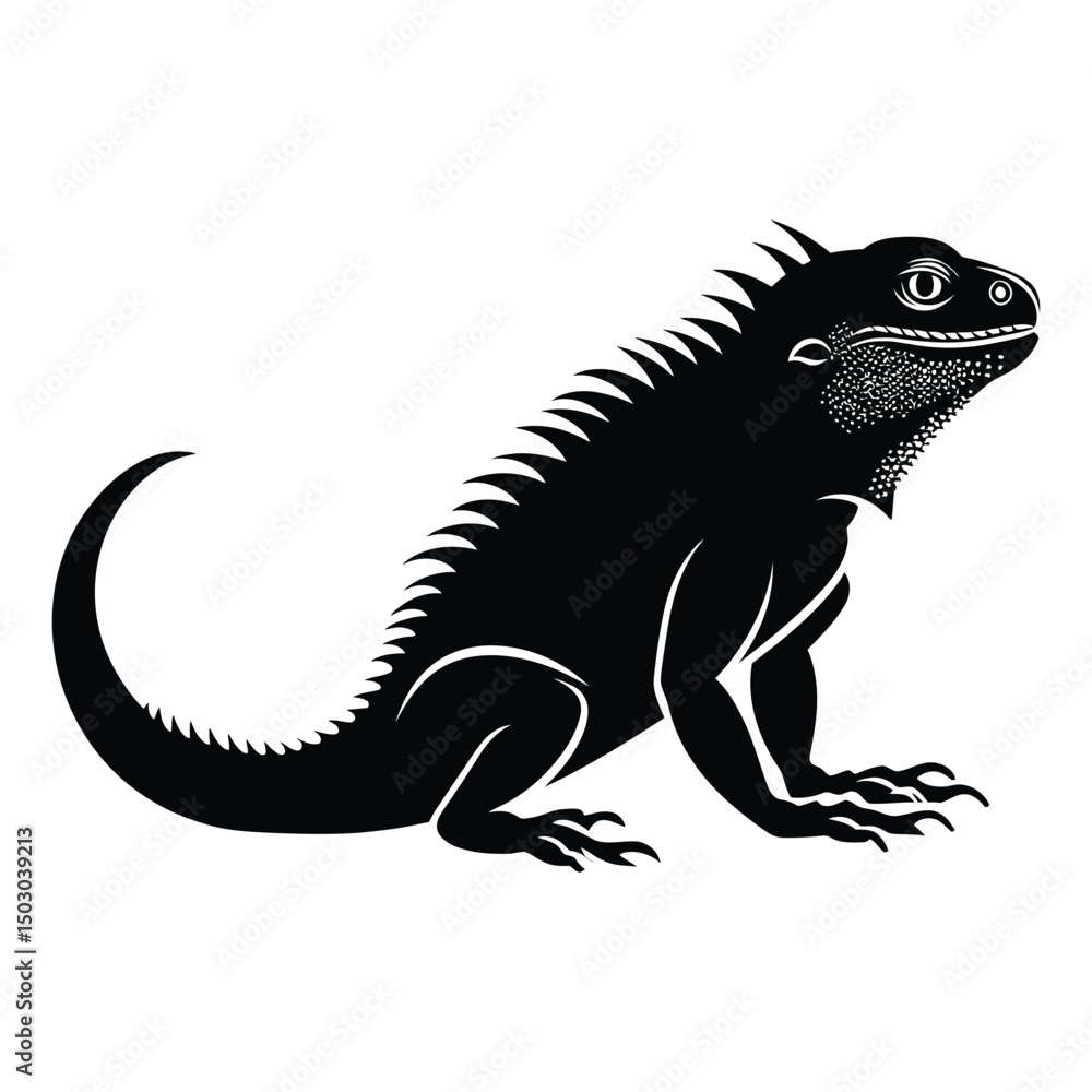 Fototapeta premium Lizard black silhouette of simple minimal vector