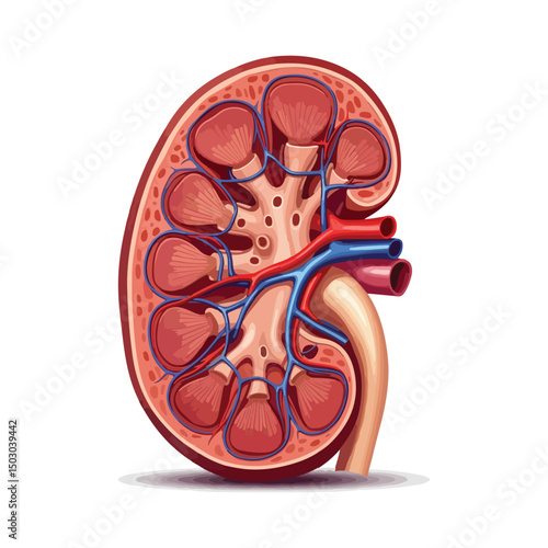 Human kidneys isolated on white background cartoon style flat design vector illustration