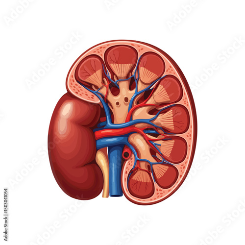 Human kidneys isolated on white background cartoon style flat design vector illustration